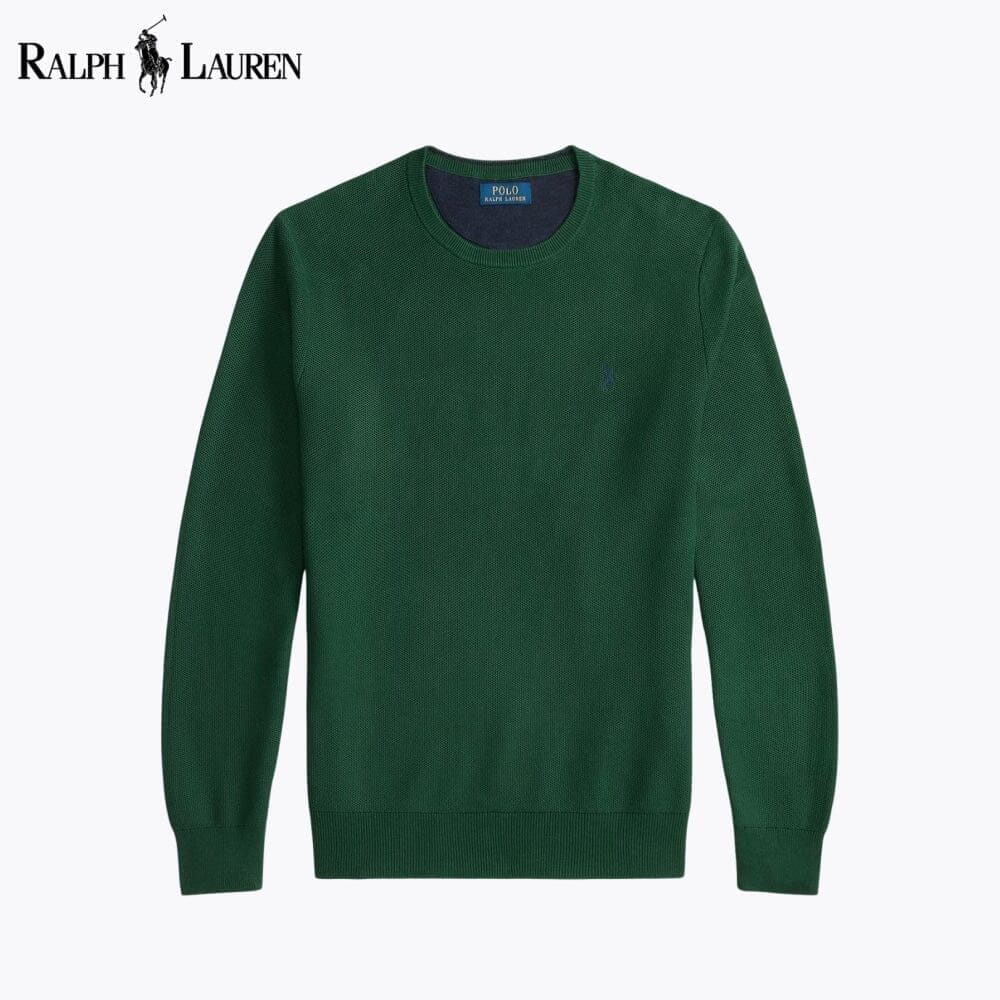 Ralph Lauren Mesh Knit Cotton Crewneck Sweater Navy Blue - Velmont & Rossi