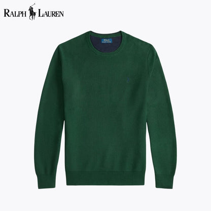 Ralph Lauren Mesh Knit Cotton Crewneck Sweater Navy Blue - Velmont & Rossi