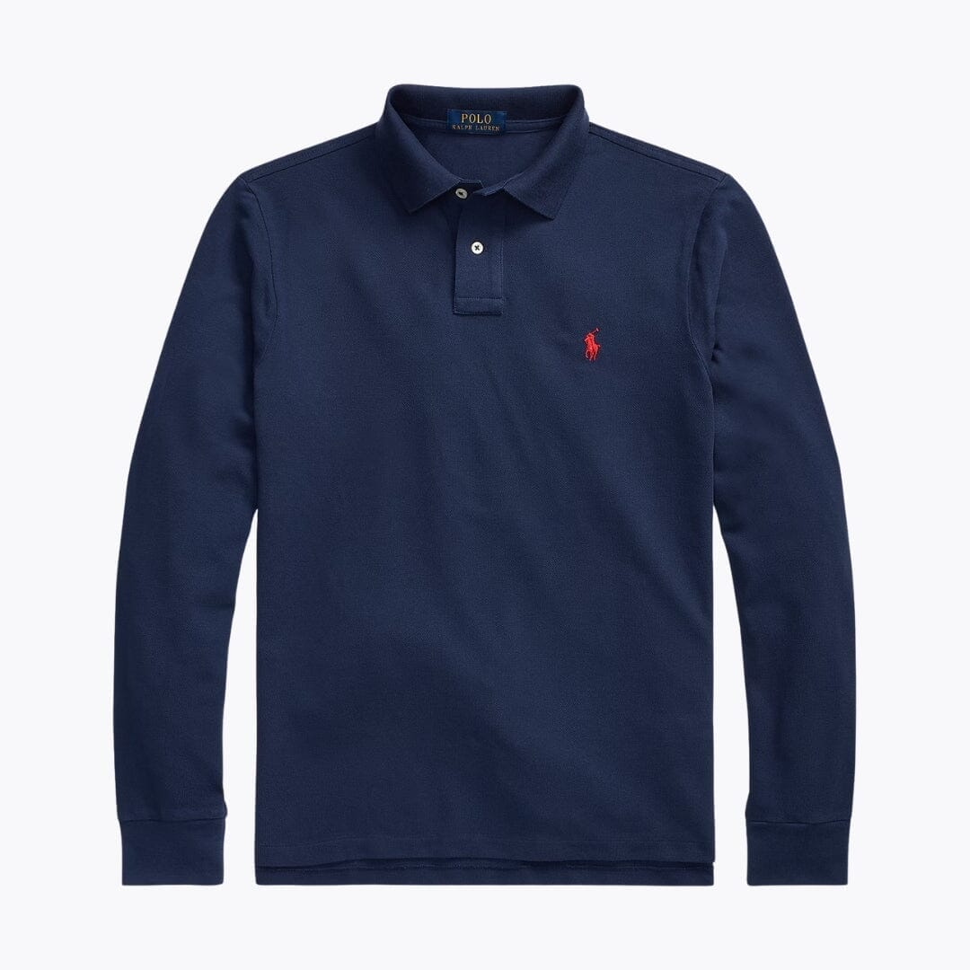 Ralph Lauren Mesh Long Sleeve Polo Shirt Nutmeg Brown Heather - Velmont & Rossi