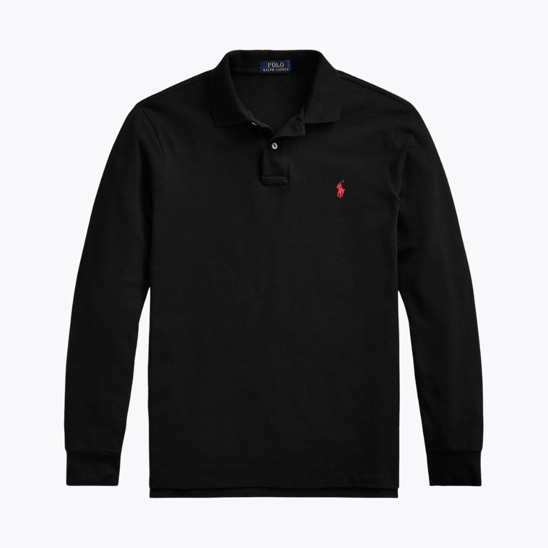 Ralph Lauren Mesh Long-Sleeve Polo Shirt Polo Black - Velmont & Rossi