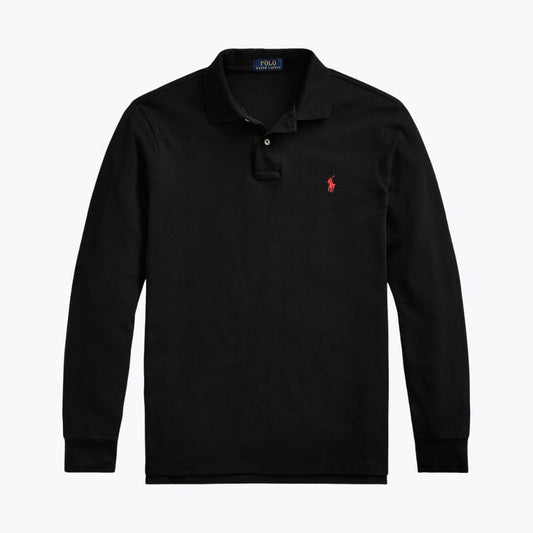 Ralph Lauren Mesh Long-Sleeve Polo Shirt Polo Black - Velmont & Rossi