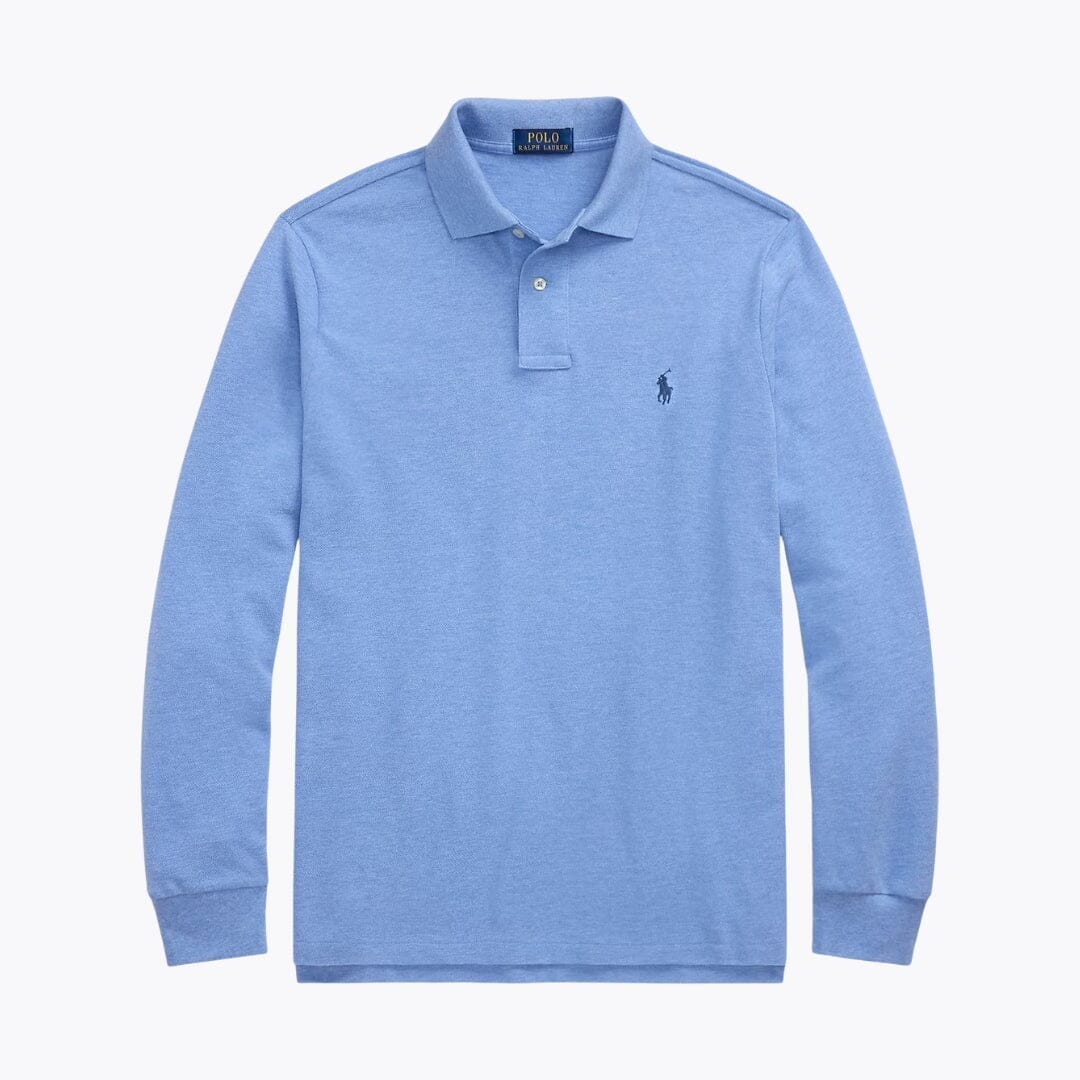 Ralph Lauren Mesh Long Sleeve Polo Shirt Nutmeg Brown Heather - Velmont & Rossi