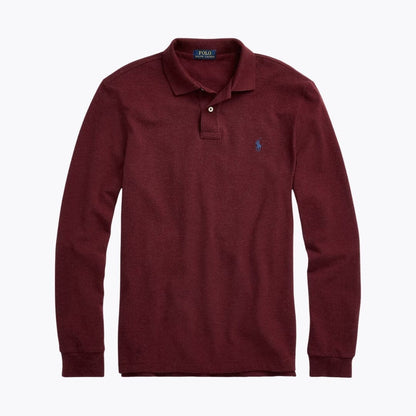 Ralph Lauren Mesh Long Sleeve Polo Shirt Nutmeg Brown Heather - Velmont & Rossi