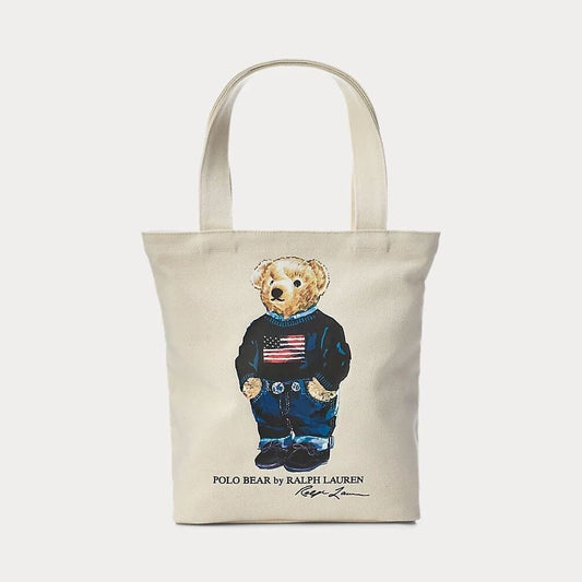 Ralph Lauren Polo Bear Cotton Canvas Tote Naturally - Velmont & Rossi