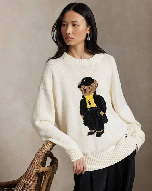 Ralph Lauren Polo Bear Cotton Crew Neck Sweater White - Velmont & Rossi