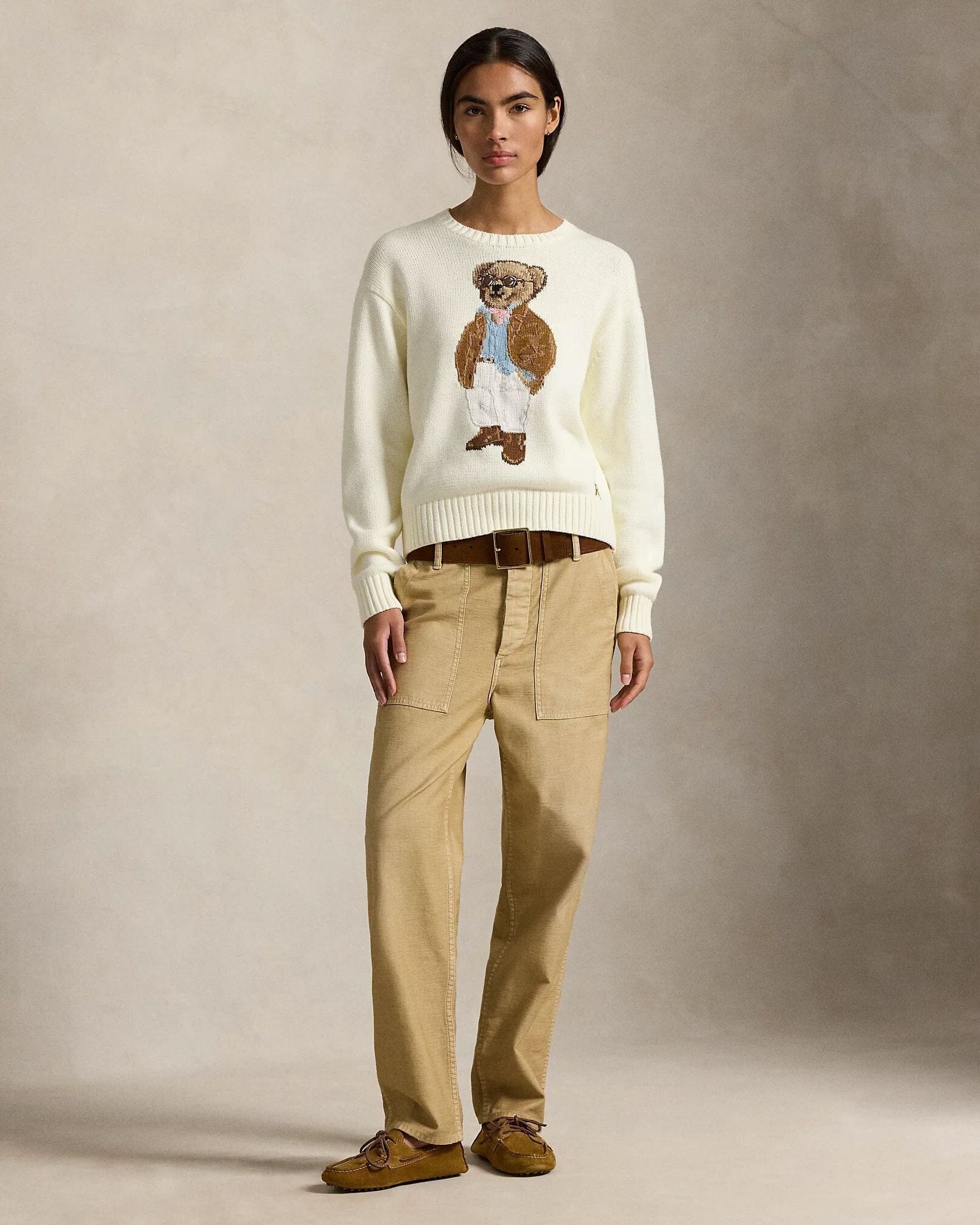 Ralph Lauren Polo Bear Cotton Crewneck Sweater Parchment Cream - Velmont & Rossi
