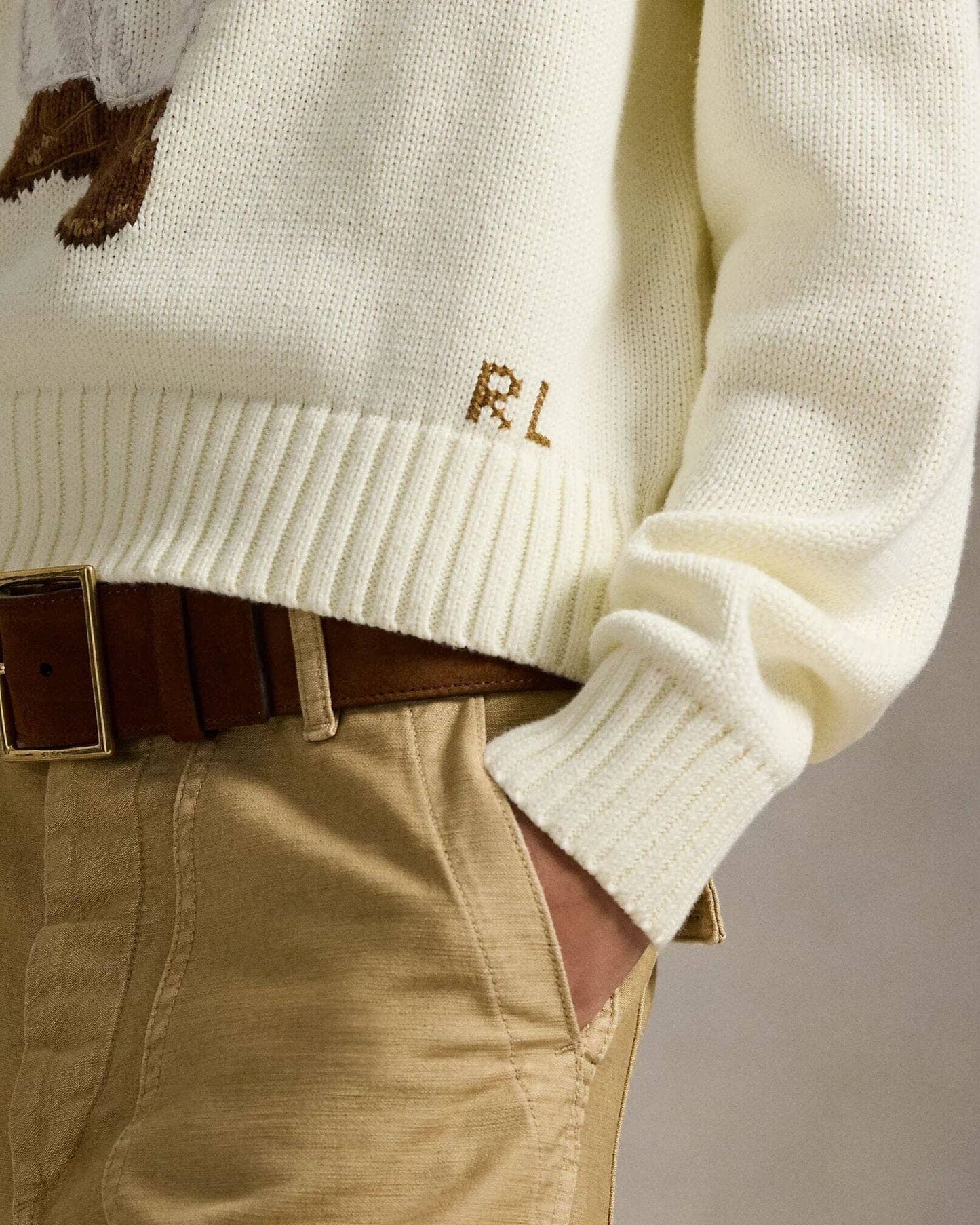 Ralph Lauren Polo Bear Cotton Crewneck Sweater Parchment Cream - Velmont & Rossi