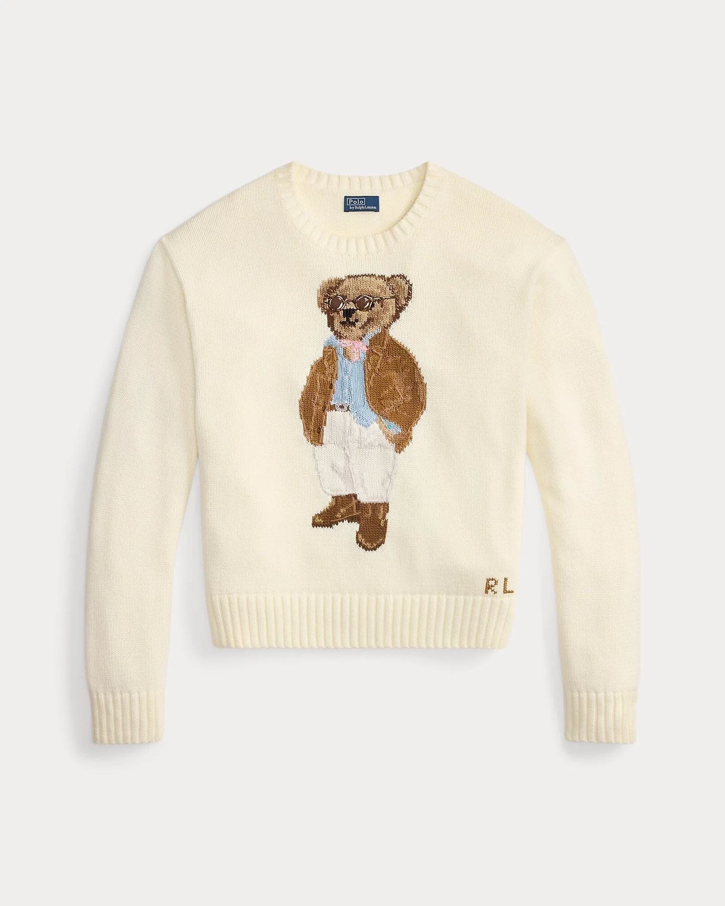 Ralph Lauren Polo Bear Cotton Crewneck Sweater Parchment Cream - Velmont & Rossi