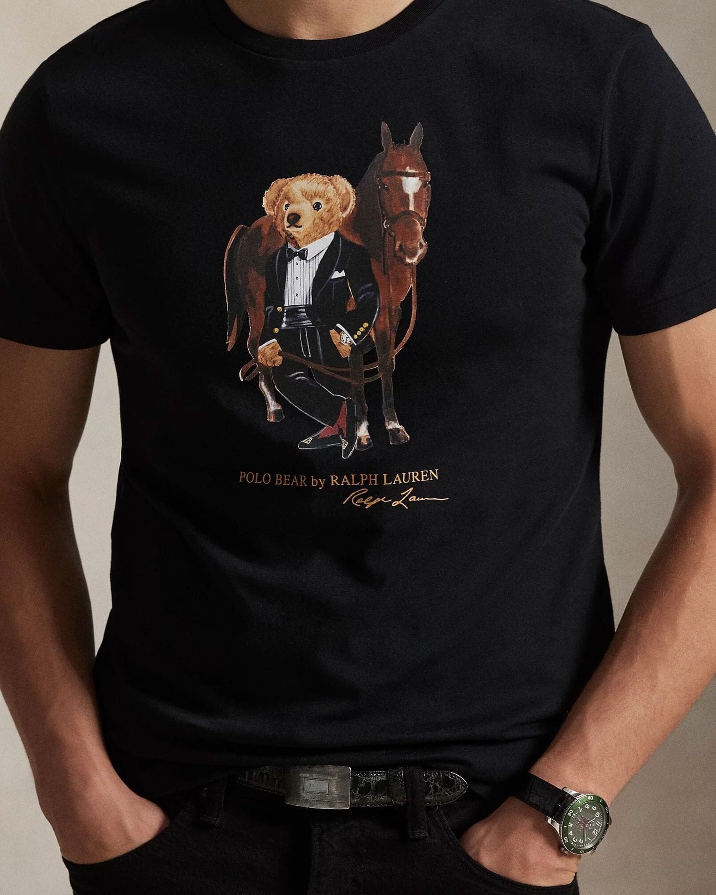 Ralph Lauren Polo Bear Cotton T Shirt Black - Velmont & Rossi