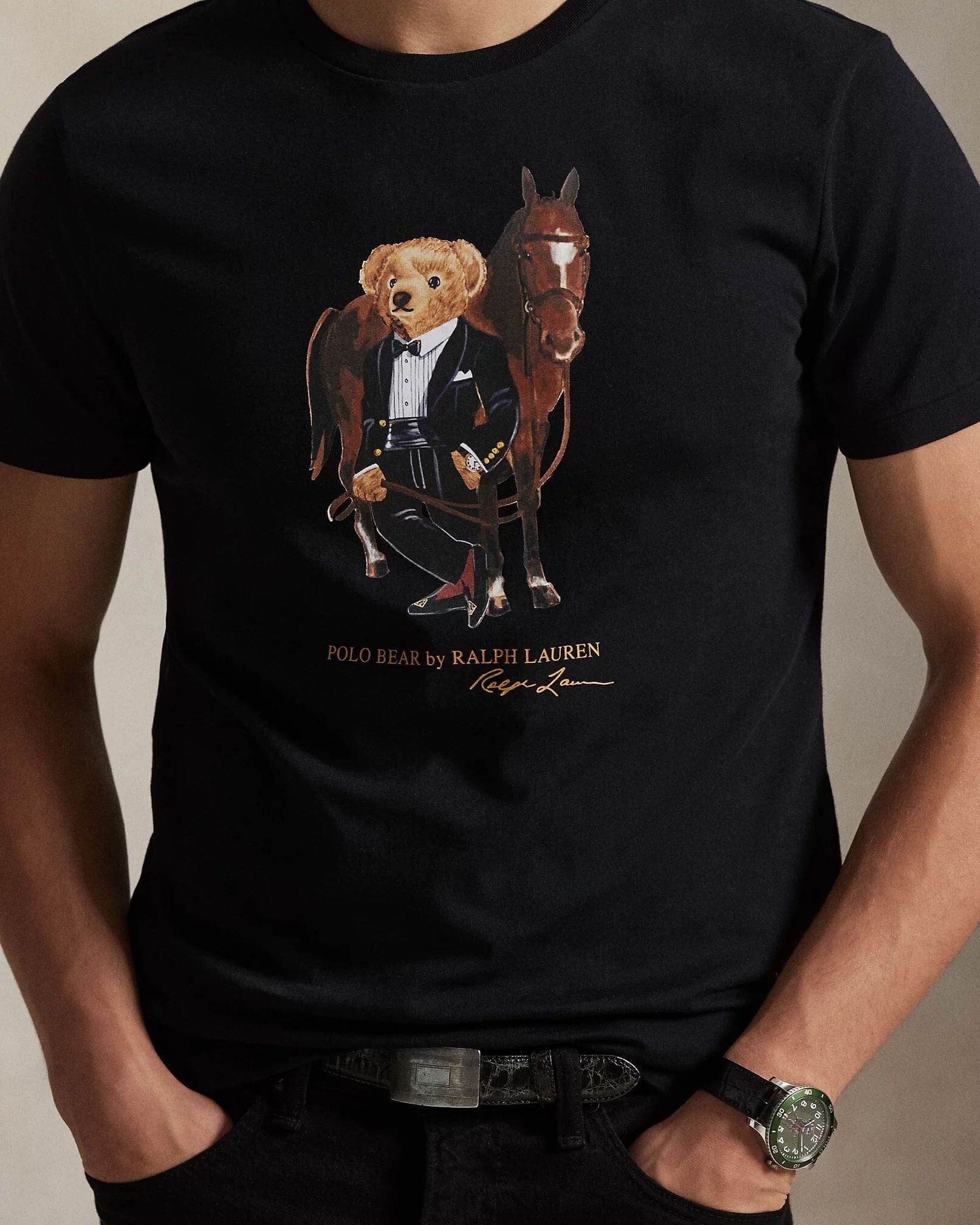 Ralph Lauren Polo Bear Cotton T Shirt Black - Velmont & Rossi