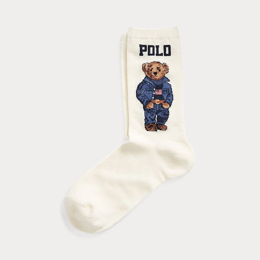 Ralph Lauren Polo Bear Crew Socks Ivory - Velmont & Rossi