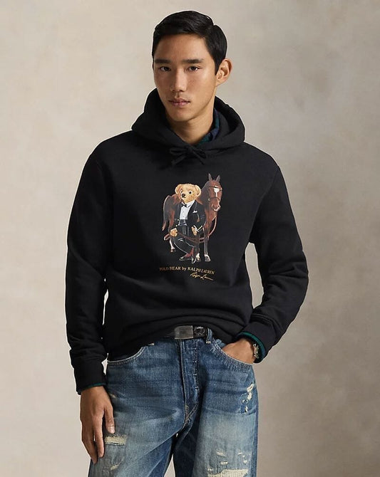 Ralph Lauren Polo Bear Fleece Hoodie Polo Black - Velmont & Rossi