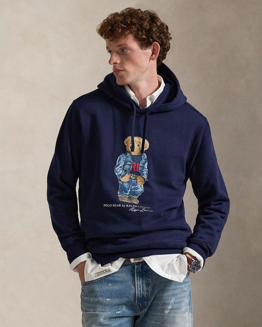 Ralph Lauren Polo Bear Fleece Hoodie Cruise Navy Denim Bear - Velmont & Rossi