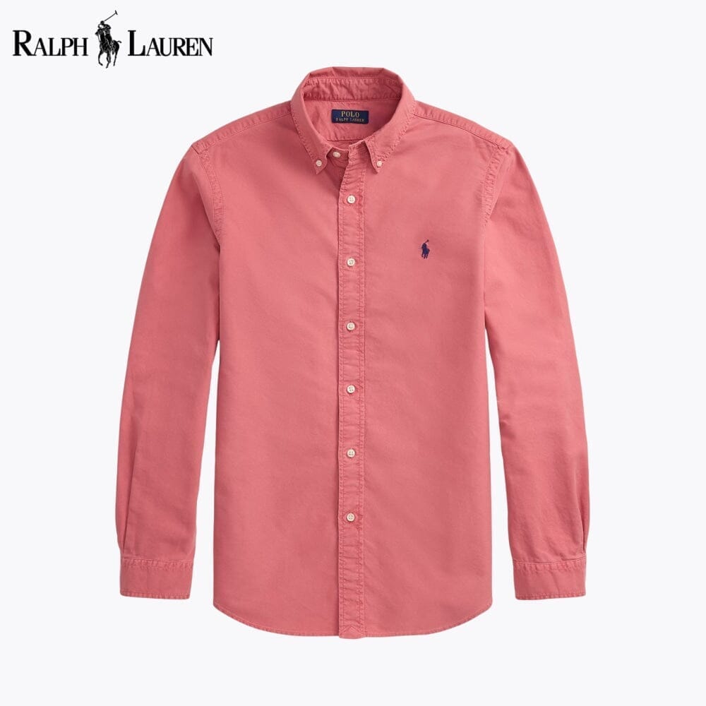 Ralph Lauren Slim Fit Garment Dyed Oxford Shirt Channel Blue - Velmont & Rossi