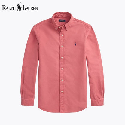 Ralph Lauren Slim Fit Garment Dyed Oxford Shirt Channel Blue - Velmont & Rossi