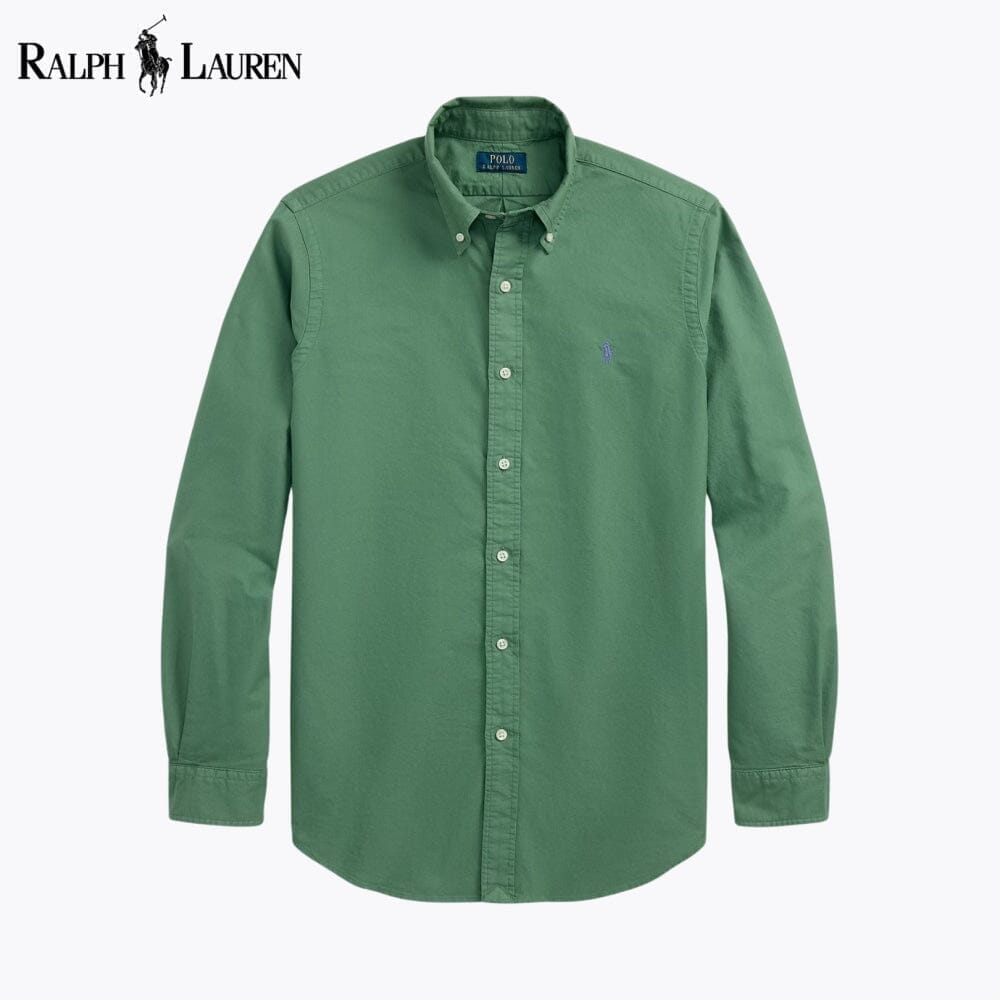 Ralph Lauren Slim Fit Garment Dyed Oxford Shirt Channel Blue - Velmont & Rossi