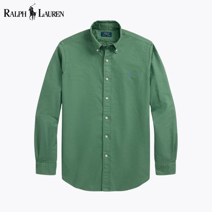 Ralph Lauren Slim Fit Garment Dyed Oxford Shirt Channel Blue - Velmont & Rossi