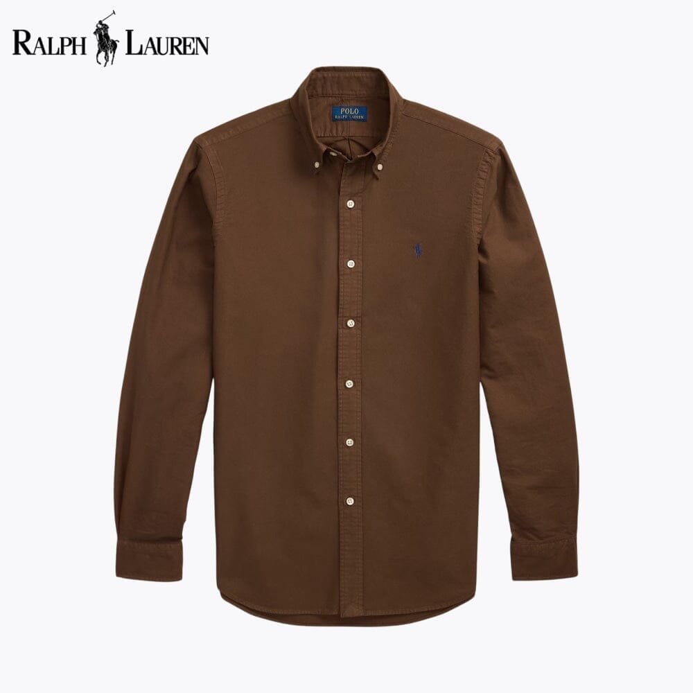 Ralph Lauren Slim Fit Garment Dyed Oxford Shirt Channel Blue - Velmont & Rossi