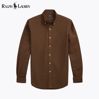 Ralph Lauren Slim Fit Garment Dyed Oxford Shirt Channel Blue - Velmont & Rossi