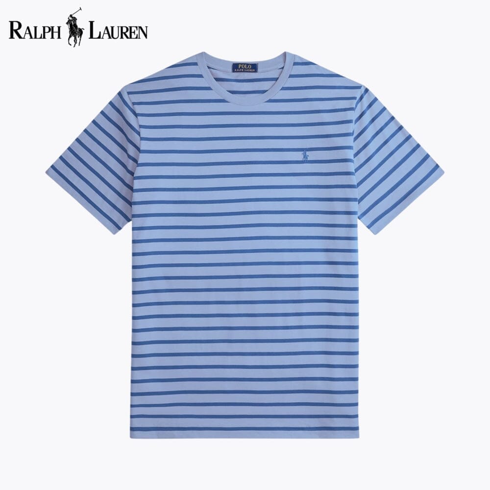 Ralph Lauren Striped Jersey Crewneck T-Shirt Blue/Old Royal - Velmont & Rossi