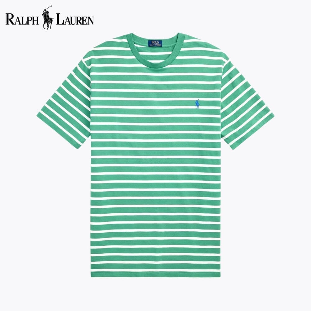 Ralph Lauren Striped Jersey Crewneck T Shirt Blue/Old Royal - Velmont & Rossi