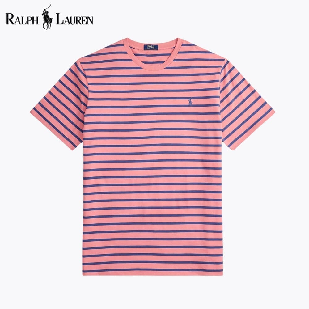 Ralph Lauren Striped Jersey Crewneck T Shirt Blue/Old Royal - Velmont & Rossi