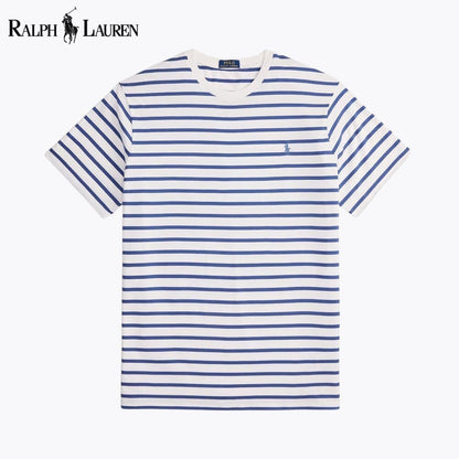 Ralph Lauren Striped Jersey Crewneck T Shirt Blue/Old Royal - Velmont & Rossi