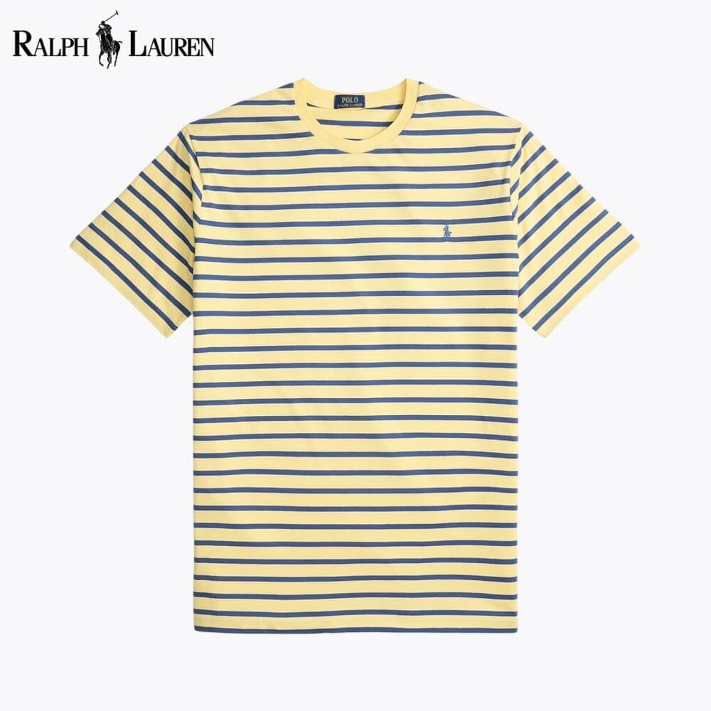 Ralph Lauren Striped Jersey Crewneck T Shirt Blue/Old Royal - Velmont & Rossi