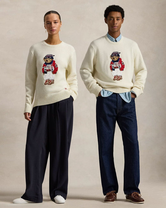 Ralph Lauren Team Usa Polo Bear Sweater Cream Combo - Velmont & Rossi