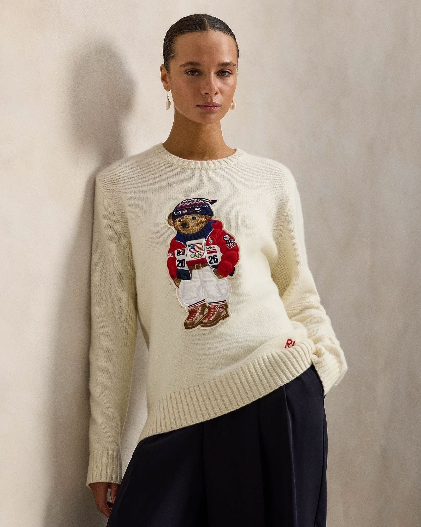 Ralph Lauren Team Usa Polo Bear Sweater Cream Combo - Velmont & Rossi