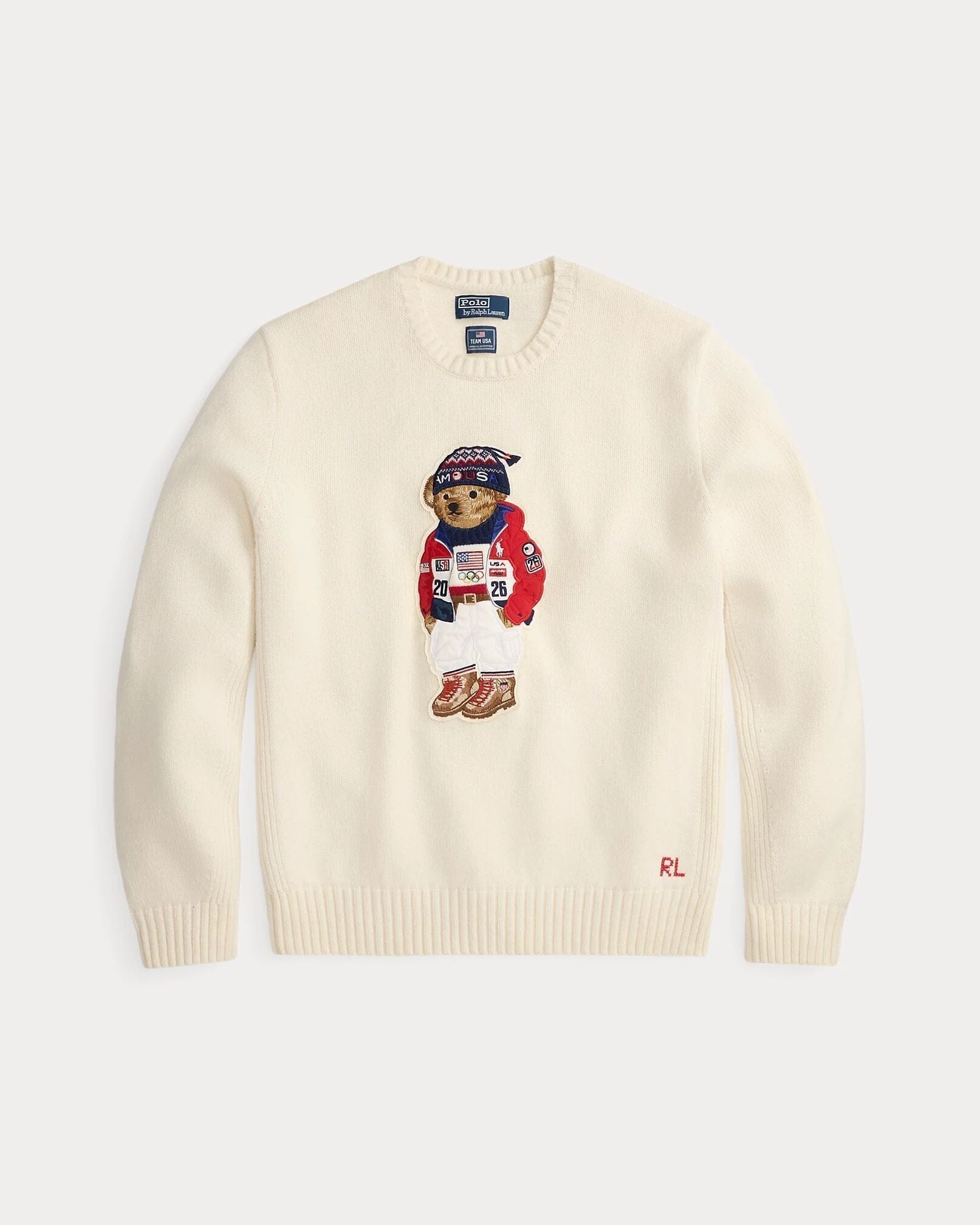 Ralph Lauren Team Usa Polo Bear Sweater Cream Combo - Velmont & Rossi