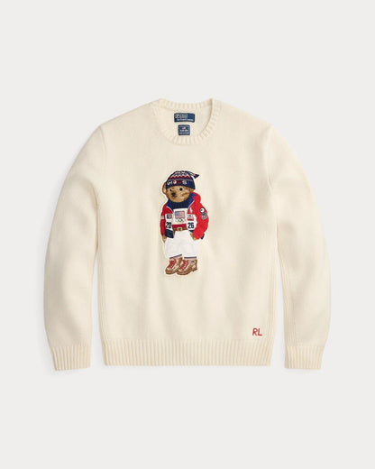 Ralph Lauren Team Usa Polo Bear Sweater Cream Combo - Velmont & Rossi