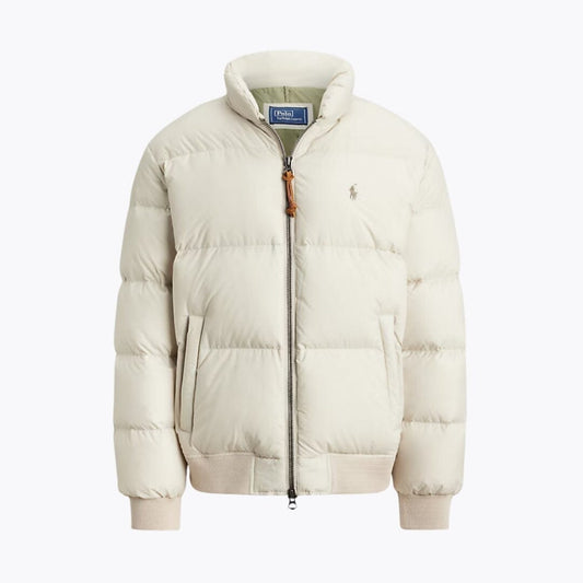 Ralph Lauren Textured Ripstop Down Jacket Khaki Stone - Velmont & Rossi