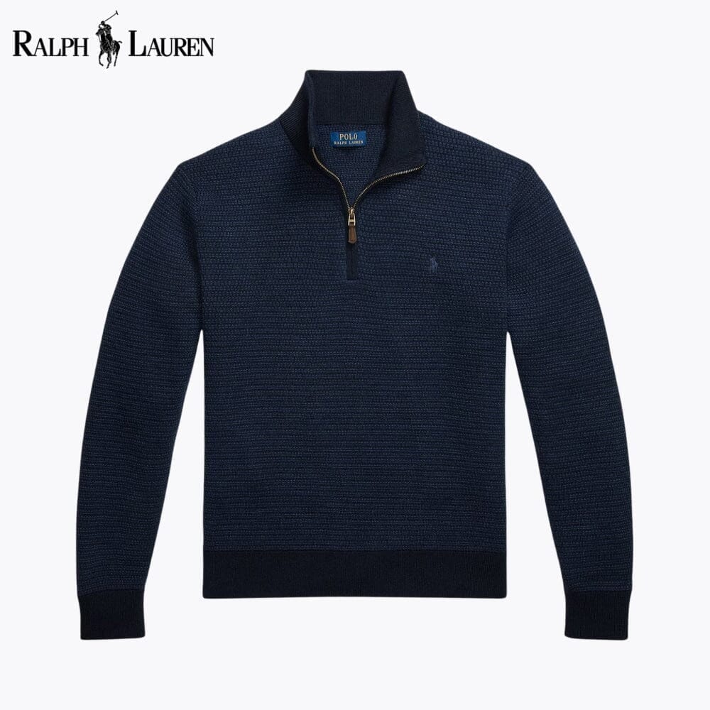 Ralph Lauren Washable Wool Quarter Zip Sweater Olive - Velmont & Rossi