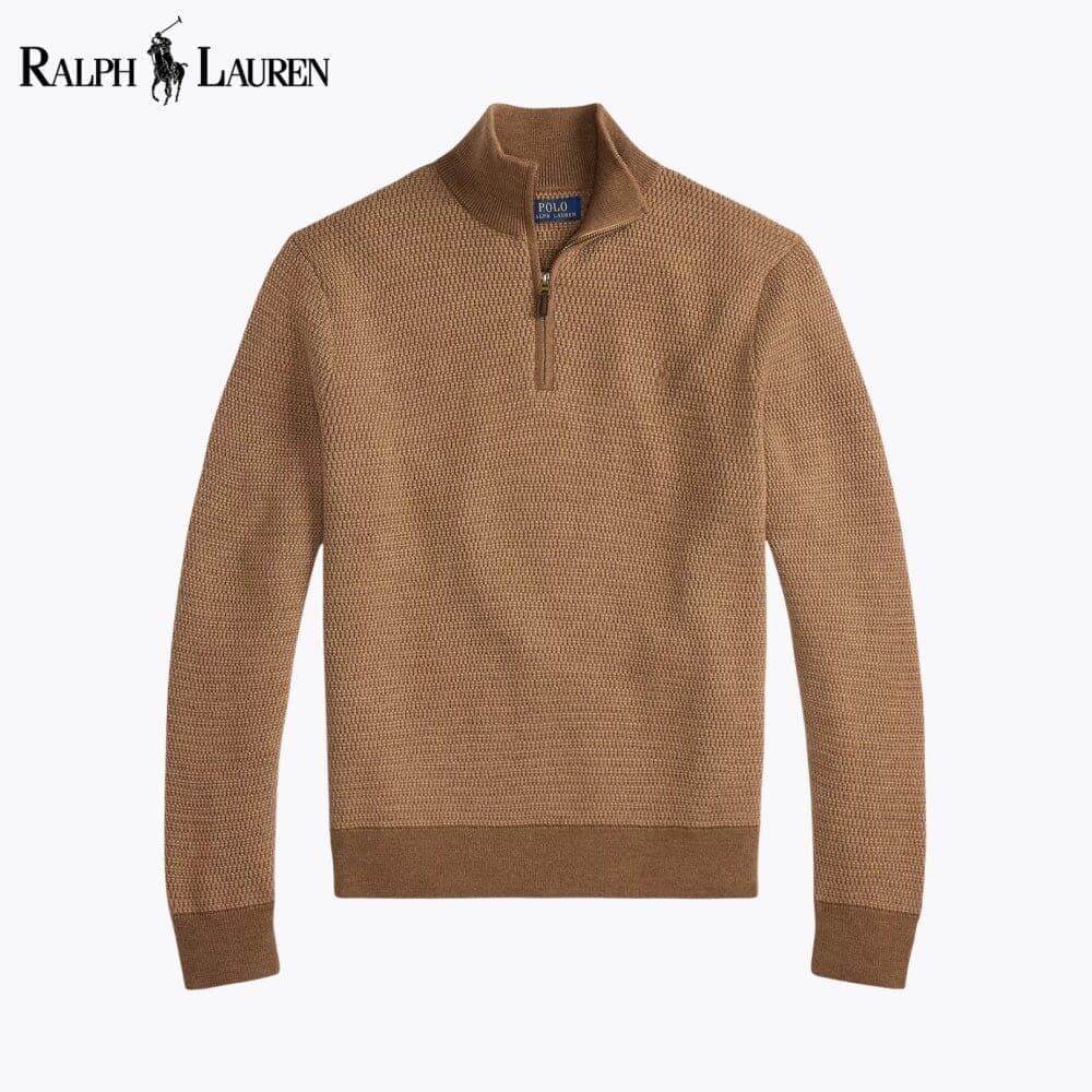 Ralph Lauren Washable Wool Quarter Zip Sweater Olive - Velmont & Rossi