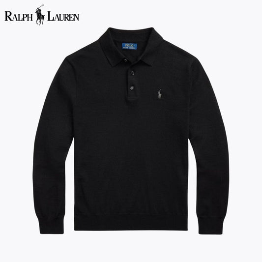 Ralph Lauren Wool Polo-Collar Jumper Black - Velmont & Rossi