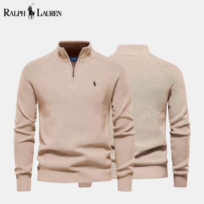 Ralph Lauren Zip Cable Knit Wool Knit Sweater Green - Velmont & Rossi