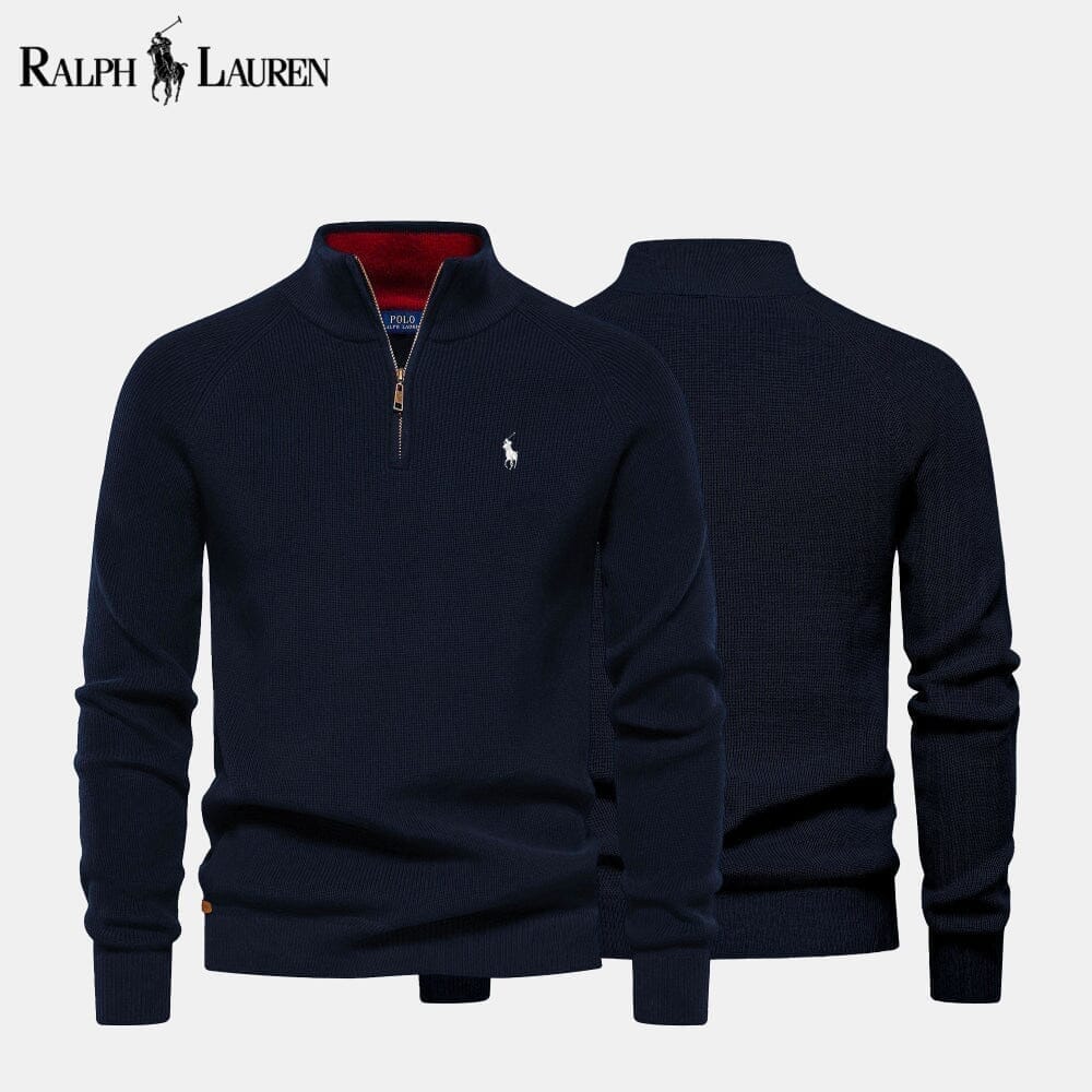 Ralph Lauren Zip Cable Knit Wool Knit Sweater Green - Velmont & Rossi