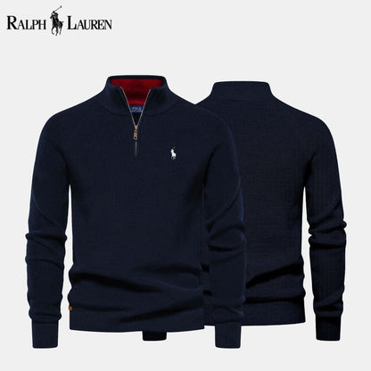 Ralph Lauren Zip Cable Knit Wool Knit Sweater Green - Velmont & Rossi