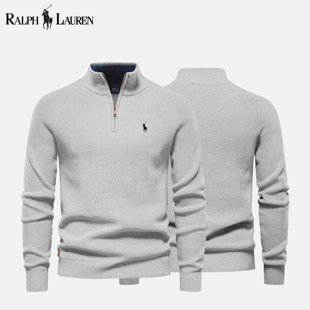 Ralph Lauren Zip Cable Knit Wool Knit Sweater Green - Velmont & Rossi