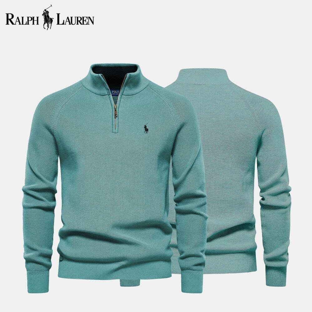 Ralph Lauren Zip Cable-Knit Wool Knit Sweater Green - Velmont & Rossi