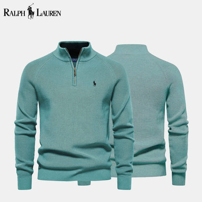 Ralph Lauren Zip Cable-Knit Wool Knit Sweater Green - Velmont & Rossi