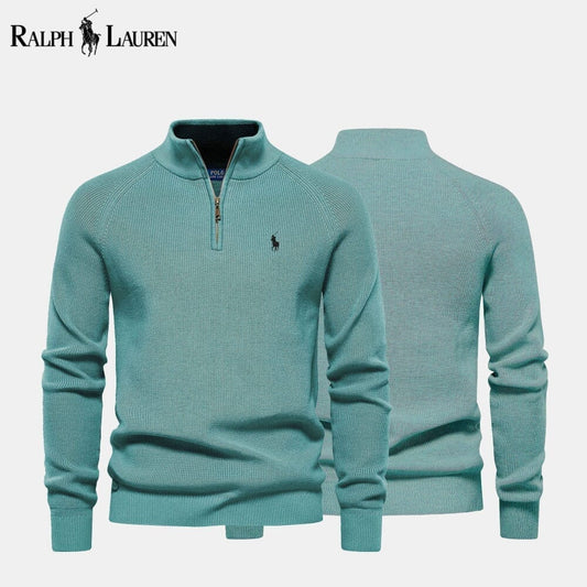 Ralph Lauren Zip Cable-Knit Wool Knit Sweater Green - Velmont & Rossi