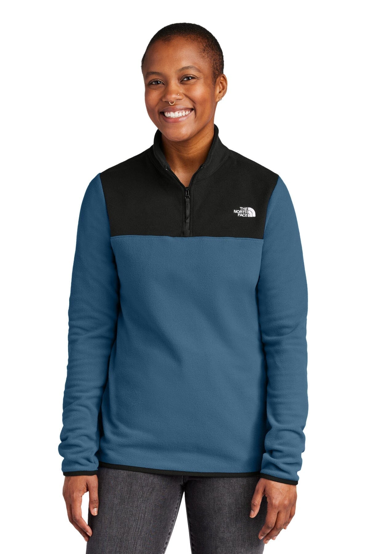 The North Face Women S Glacier 1 4 Zip Fleece Asphalt Grey/ Black - Velmont & Rossi