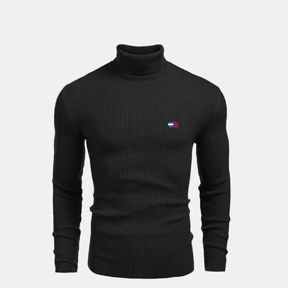 Tommy Hilfiger Turtleneck Cable-Knit Wool Sweater Black - Velmont & Rossi