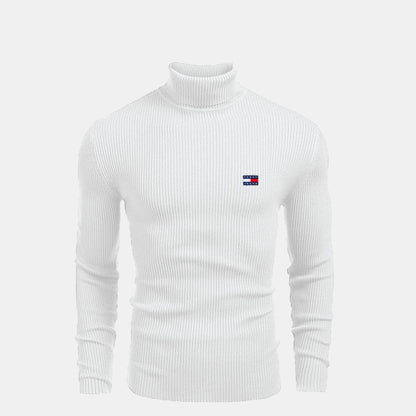 Tommy Hilfiger Turtleneck Cable Knit Wool Sweater Black - Velmont & Rossi